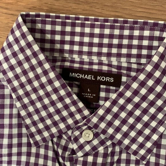 Michael Kors Classic Fit Checkered Dress Shirt L - Picture 5 of 6
